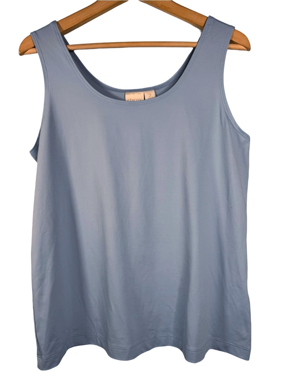 Chicos Periwinkle Blue Tank Top Size 2 Large Sleeveless Stretch Shell Shirt